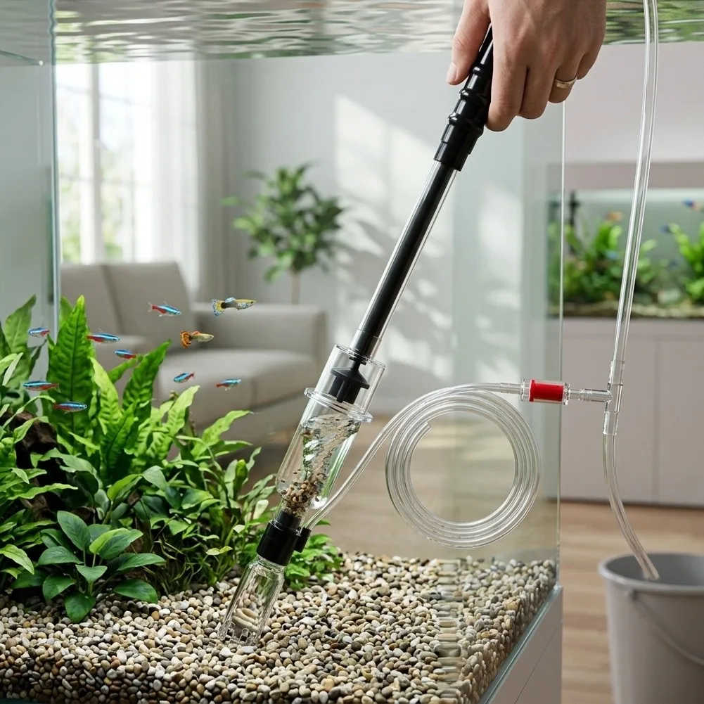 for Aquarium For Gravel Cleaner with For Pneumatic Suction Transparent Sewage Tank 1340 mm Hose Length 19 cm Rod