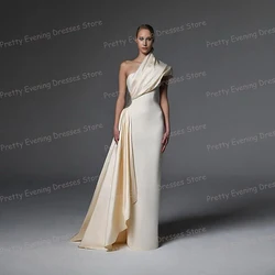 Simple Women's Evening Dresses Mermaid Sexy One Shoulder Prom Gowns Sleeveless Strapless Satin Party Elegant Vestidos Customized