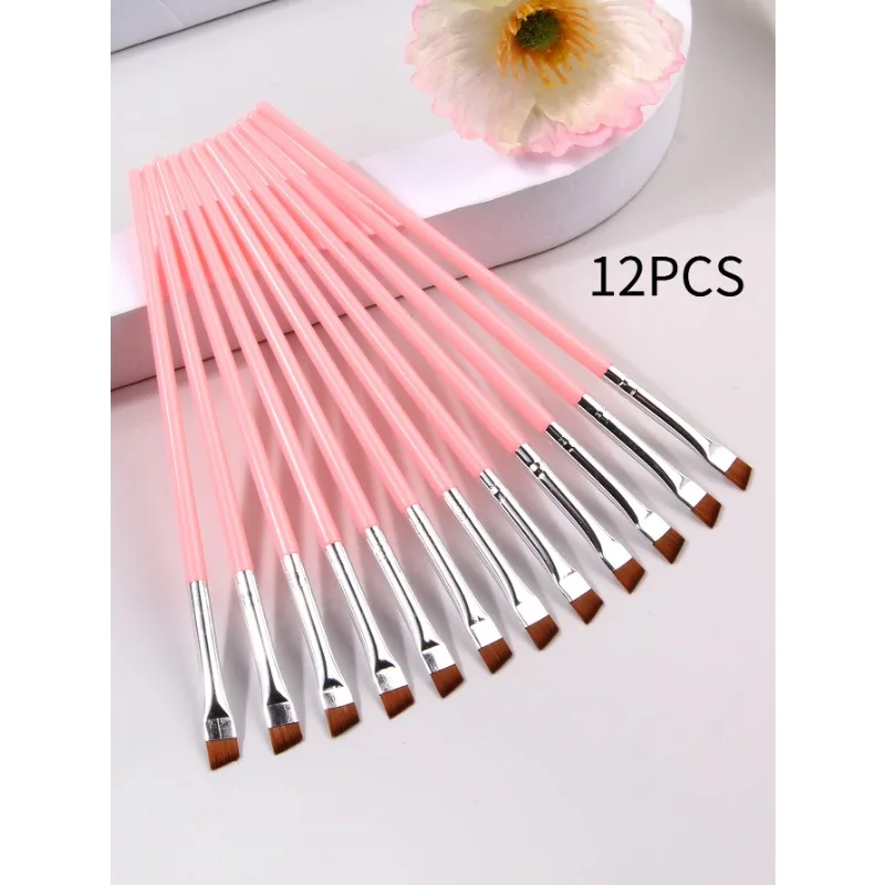 12 szt. srebrnych, super cienkich pędzli do eyelinera i miękkich pędzli do makijażu, przenośny pędzel do brwi i uniwersalne narzędzie kosmetyczne