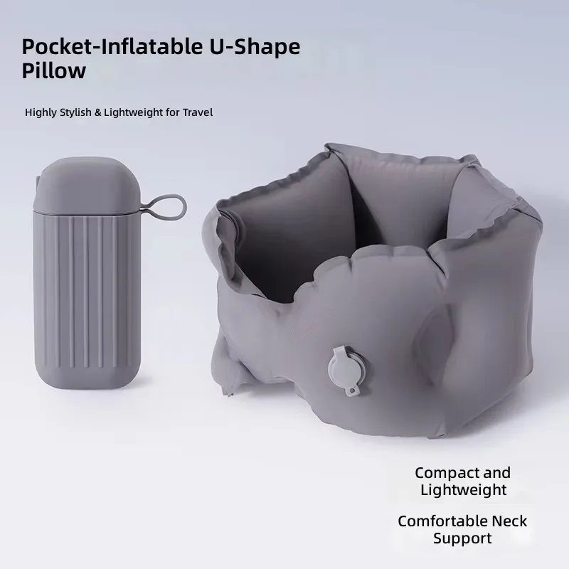 Outdoor Inflatable U-shaped Foldable Press Inflatable Pillow, Suitable for Travel and Camping, PVC Neck Pillow Fast Delivery