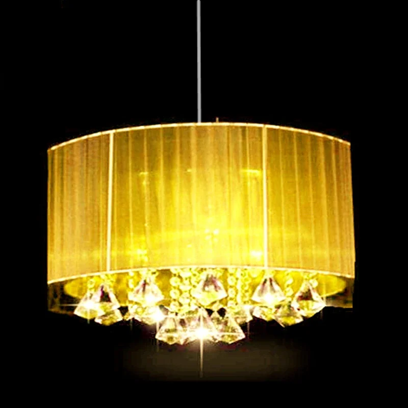 Modern oval chandelier living room study room led lustre light Brushed fabric lampshade k9 crystal luminaria free deliver