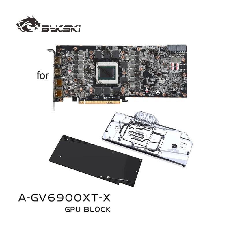 Bykski A-GV6900XT-X Water Block untuk GIGABYTE Radeon RX6800XT/ RX6900XT GAMING OC GPU Card / Radiator Tembaga Penutup Penuh