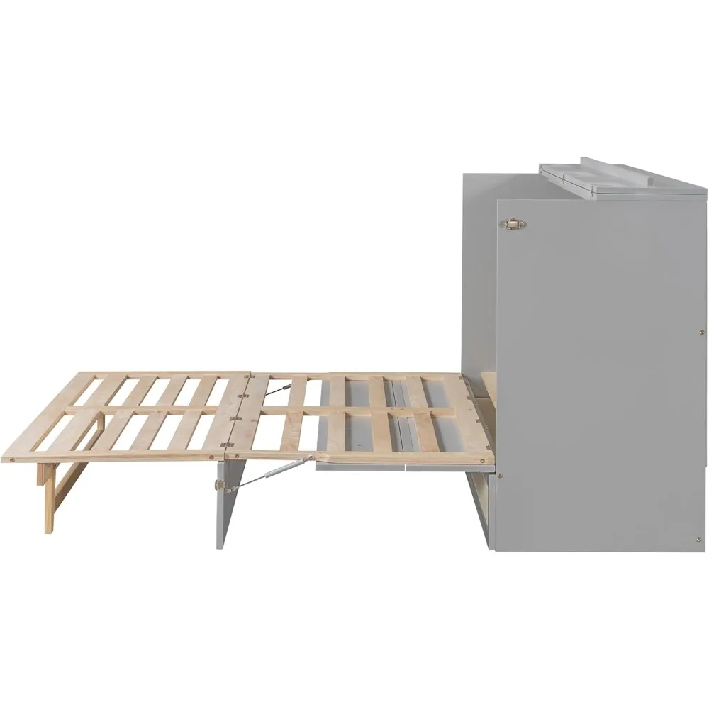 Letto da parete con letto Murphy Queen Size con disegni Harper & Bright, letto in legno con cassettiera a cubo con grande cassetto portaoggetti per la casa