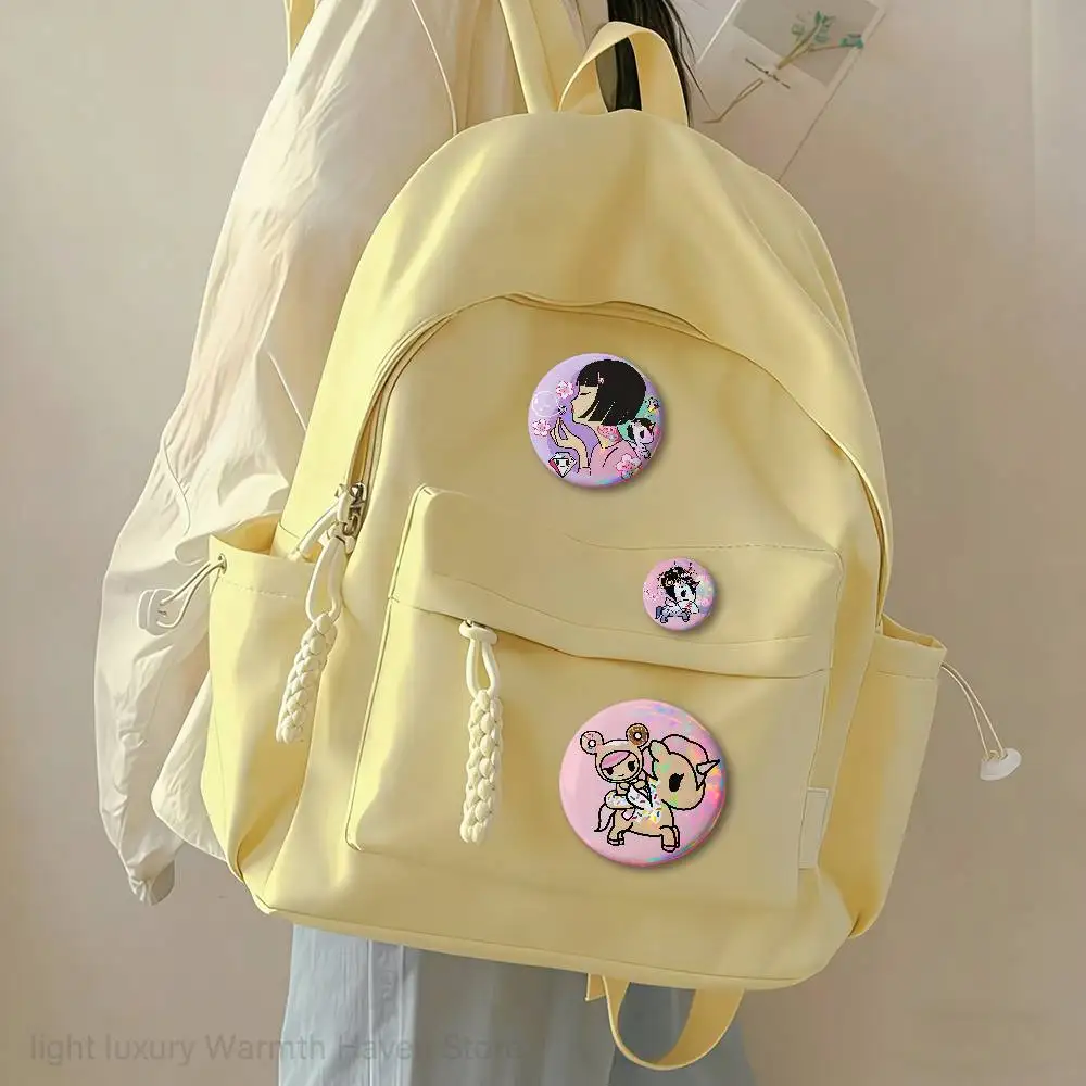 T-TokidokiS-S Girl 58mm 44mm HD Print Brooch Badges Pretty Derby Round Display Brooches Lapel
