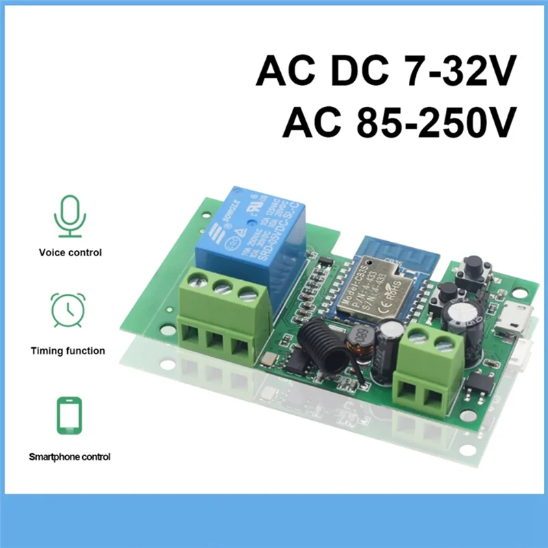 AB08-1 PCS Tuya Smart Switch White ABS For Motor Light Remote Control Circuit Breaker Inching Switch Alexa