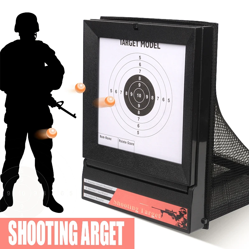 IK-2 Airsoft Target System with Trap Net Catcher Stand and Paper Target for BB Pellet Shooting Training, Suitable for Indoor and