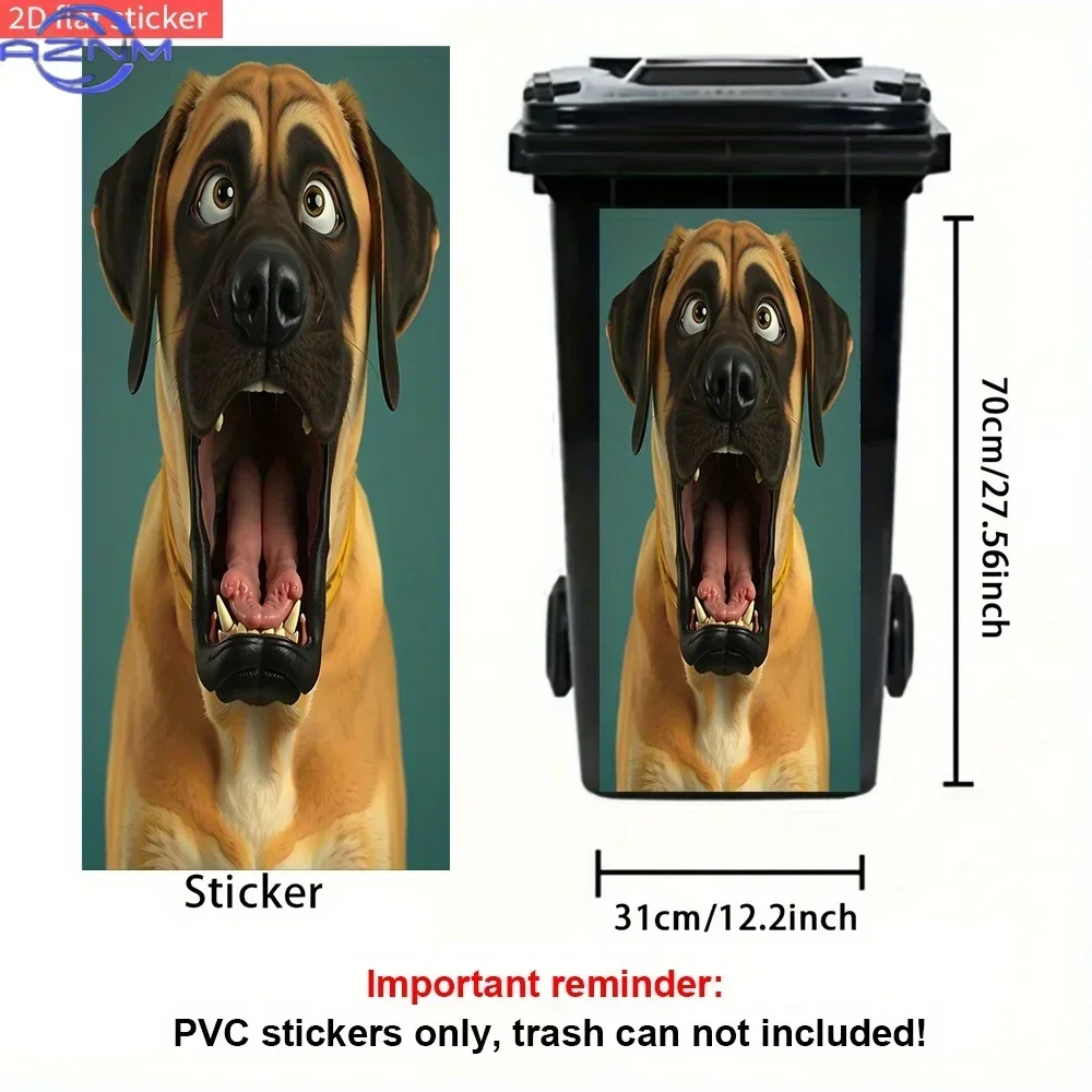 2D 1PC1pc, Funny Surprise Dog Theme Trash Can Sticker,  Flat Holiday Party Decoration, Self-Adhesive PVC Decal, Waterproof for