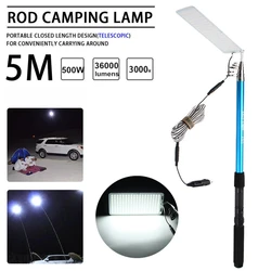 DC 12V 500W Adjustable 5M LED Telescopic Fishing Rod Fishing Lamp Car Camping Light Outdoor Lantern Street Light Road Trip Lamp