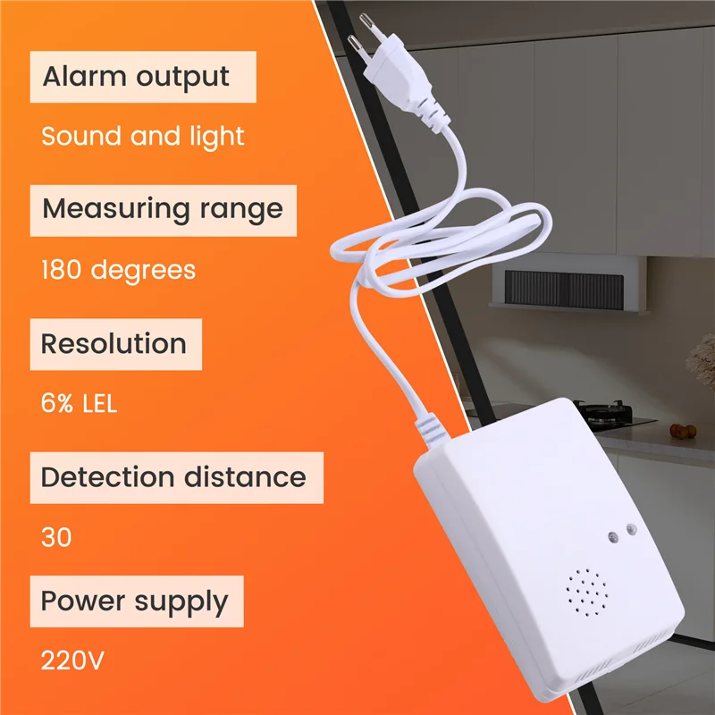 Y45A-Detector de fugas de Gas Combustible propano butano metano advertencia de fugas Sensor de alarma de Gas Combustible para seguridad del hogar enchufe de la UE