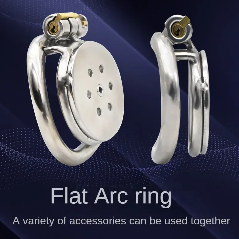 Dispositivo de Castidad masculina, bloqueo de Metal de agujero redondo plano, jaula para pene, catéter de uretra, anillo para pene, cinturón de