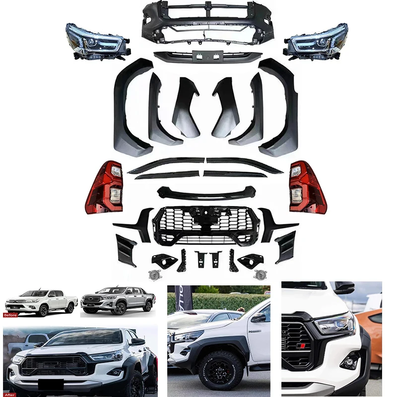 

Pickup truck car Accessories bodykit bumpers grille for Hilux 16-20 upgrade to 2023 GR sport model