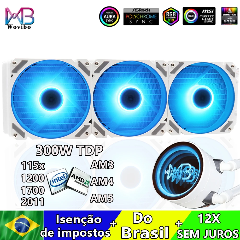 CPU Água AIO Cooler Radiador De Resfriamento Líquido 360mm 240mm Ventilador Para115x 1200 1700 2011 X79 X99 AM4 AM5 Ventilador