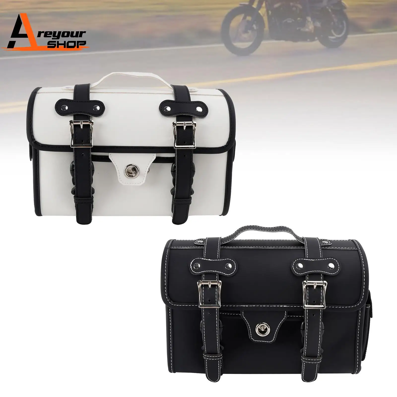 

Pu Side Tail Bag Saddlebag Storage Pannier Luggage for Scooter Motorcycle Black