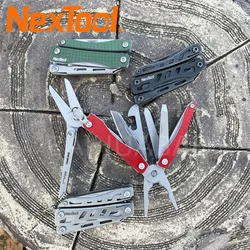 NexTool-Mini buque insignia rojo/verde, herramienta de mano multifuncional plegable EDC, destornillador, Mini alicates, Abrebotellas para exteriores, 10 en 1