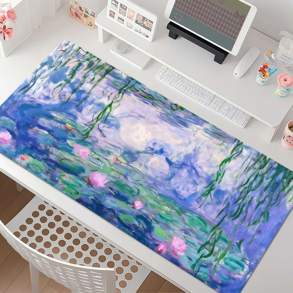 Retro Art C-Claude Monet Mouse Pad Anti Slip Rubber Edge Locked Thickened Laptop Gaming Desk Mat