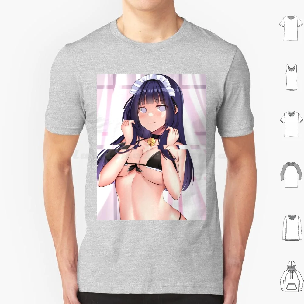 Anime Waifu Lewd Maid T Shirt Big Size 100% Cotton Anime Girls Cute Kawaii Anime Manga Maid Girl Cosplay Waifu Lewd Ecchi