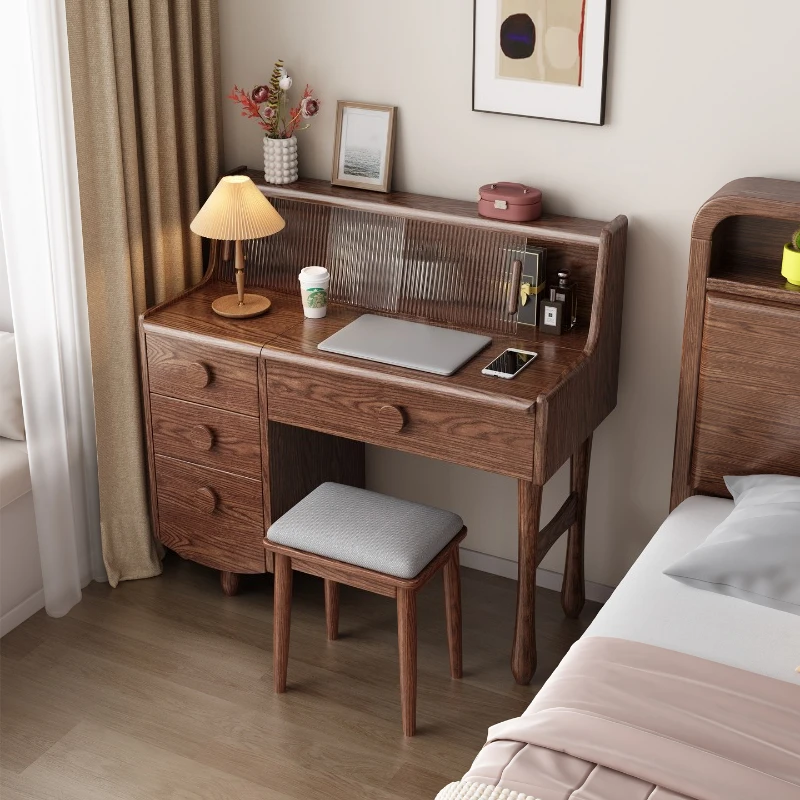 

modern multifunctional dressing table with mirror wooden simple makeup vanity with stool meuble de chambres bedroom furniture