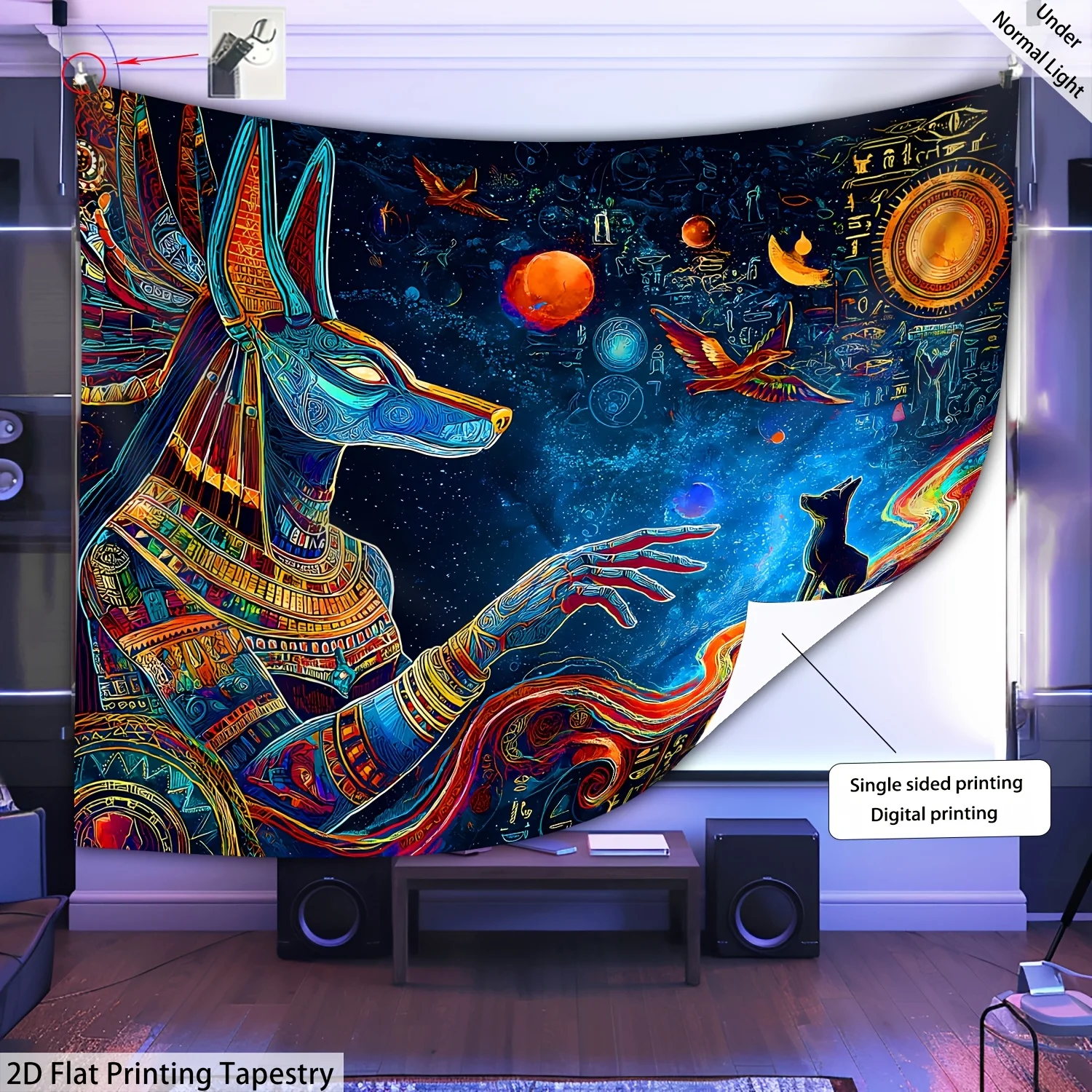Vibrant Galaxy Cosmic Tapestry Wall Hanging Under Black Light UV Neon Poster Space Art Decor Psychedelic Psyche Polyester Room D
