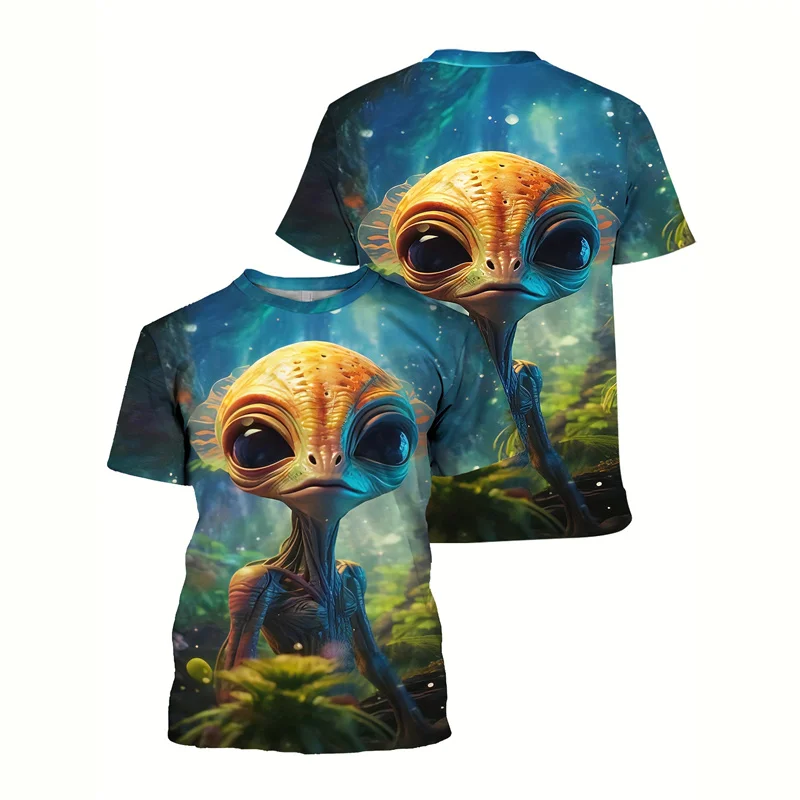Alien UFO Graphic T-Shirt Fashion 3d Printed Aliens Civilization T Shirt Summer Round Neck T Shirts Tops Loose Short Sleeves