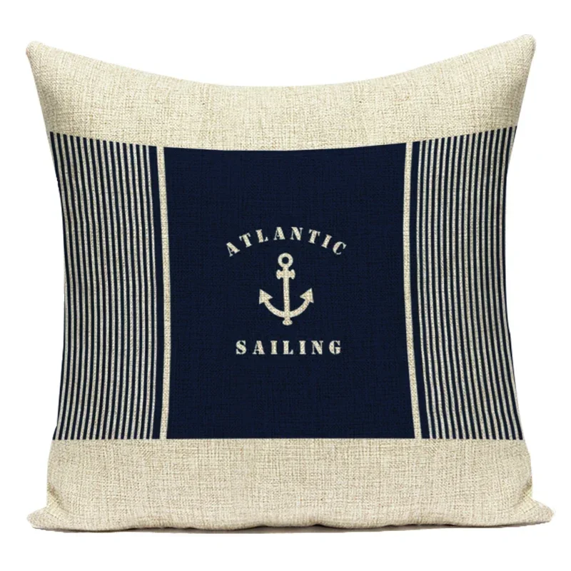 Vintage Marine Series Cushion Cover Anchor Rudder Letters Pillowcase Sofa Car Bed Home Decor Pillow Case Custom Covers
