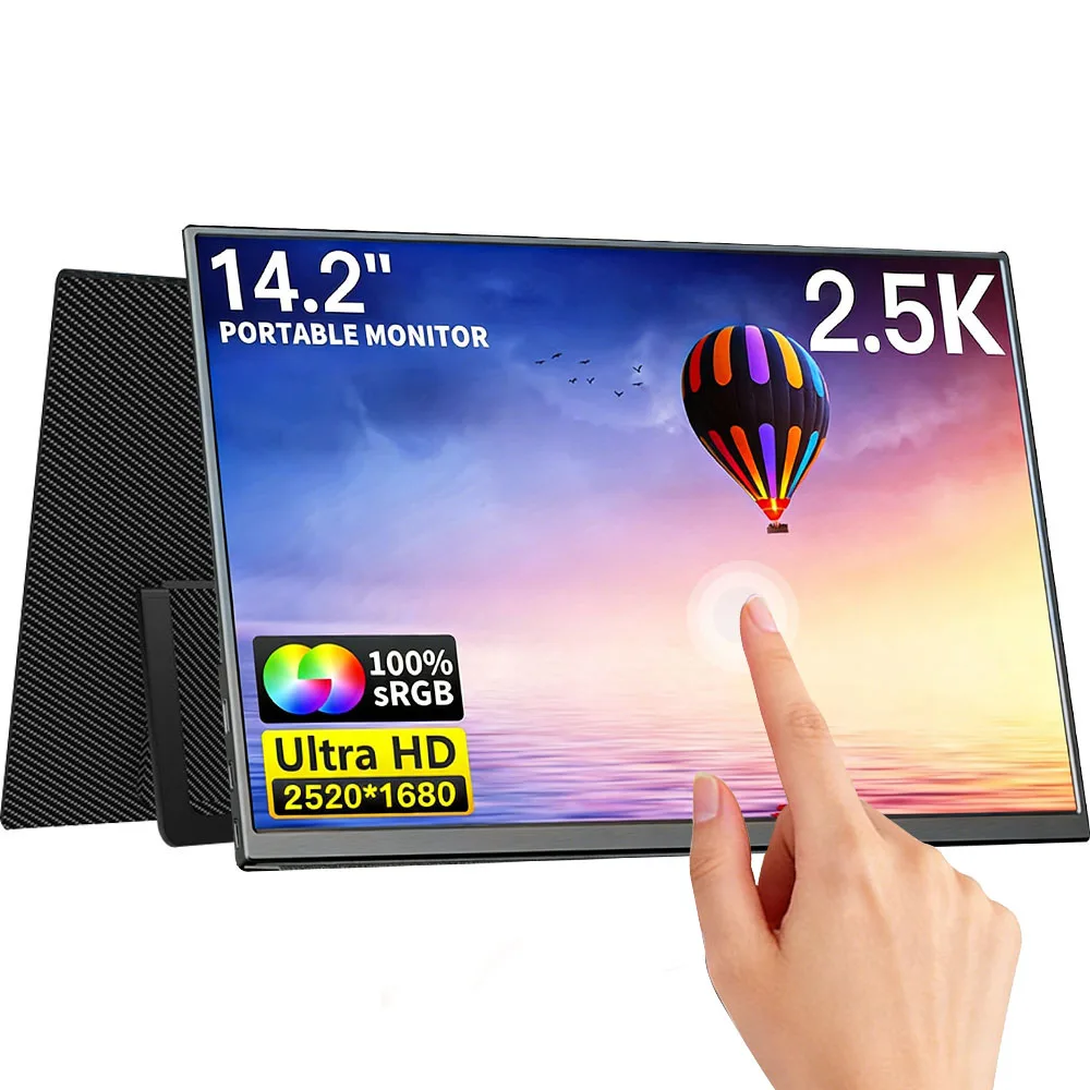 14.2 Inch Portable Display Touch Monitor UHD 2.5K USB-C HDMI IPS Touch Secondary External Display for PC Laptop Gaming