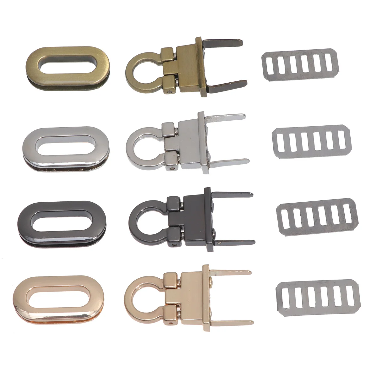 4 serrature pratiche, serrature in metallo, chiusura per borse, accessori per borse (oro chiaro, nero, argento, oro rosa)