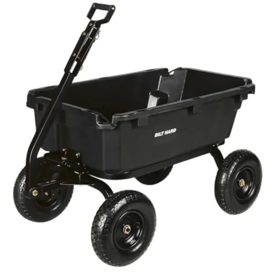 1200 lbs Poly Garden Dump Cart, 7 Cu Ft Capacity Heavy Duty Garden Carts, Quick Release, 2-in-1 Convertible Handle for Yard, Ou