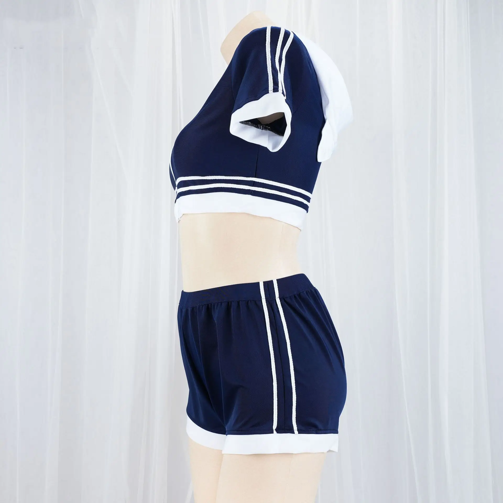 Anime Kawaii Studentessa Tuta da ginnastica con cappuccio Pigiama Donna Casa Blu Carino Lingerie Pantaloncini Costume Cosplay