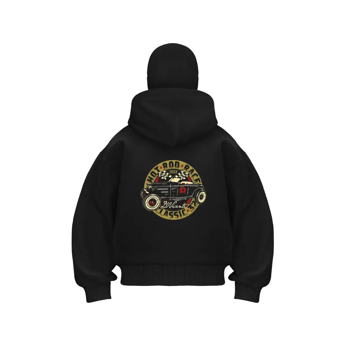 HOT ROD RACE clássico carro emblema balaclava masculino zip-up moletom com capuz inverno quente ao ar livre moletom casual