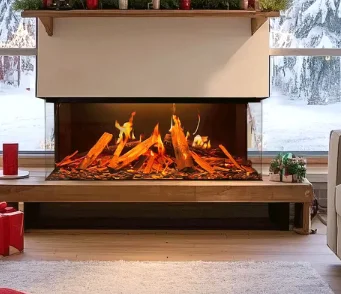 Multicolor Flame Adjustable Thermostat Remote Control Overheating 1500W Freestanding Electric Fireplace Heater 3-sides View Fire
