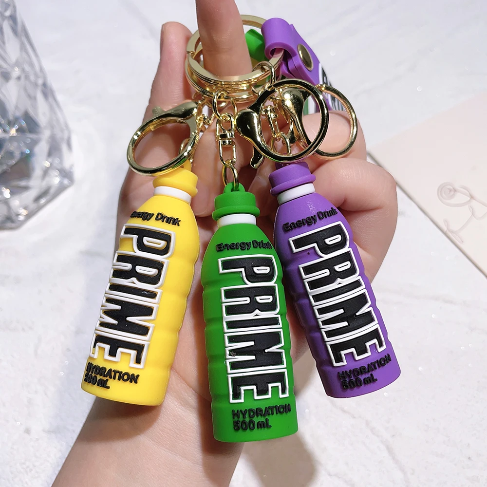 Niche Design Pop Pvc Soft Plastic Drink Bottle Energy Bottle Prime Drink Wine Bottle Keychain Pendant Keychain