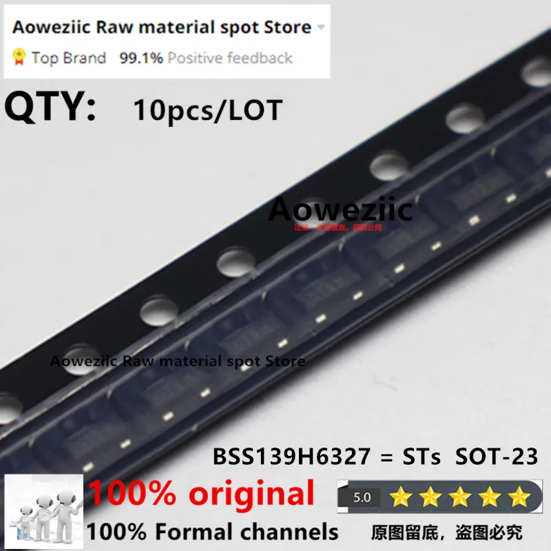 

Aoweziic 2022+ 100% New Imported Original BSS139H6327XTSA1 BSS139 H6327 STs SOT-23 N-channel MOS FET 250V 0.03A