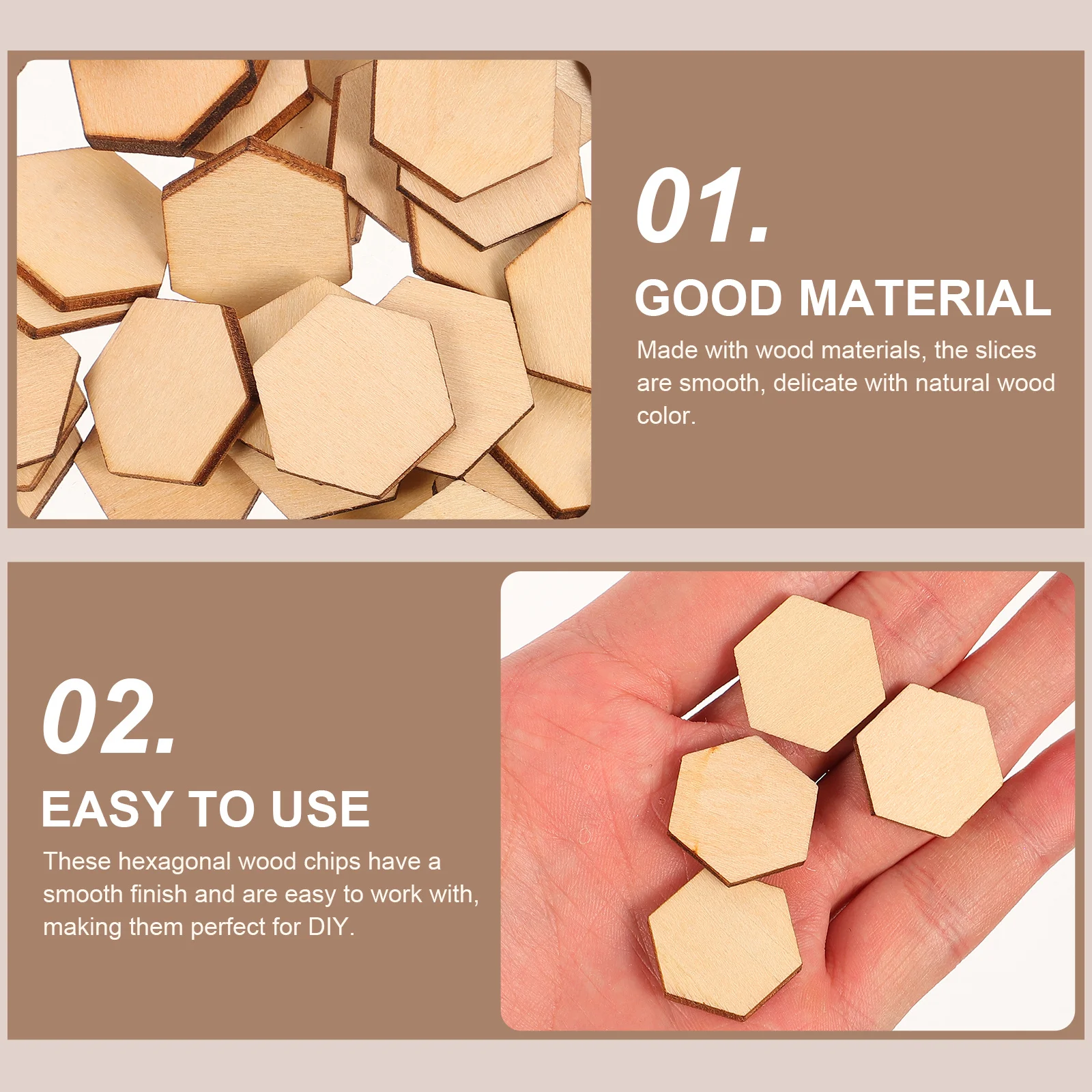 

100Pcs 20mm Durable Beech Wooden Hexagonal Ornaments Smooth Surface for Various Parties and DIY Crafts Decorations