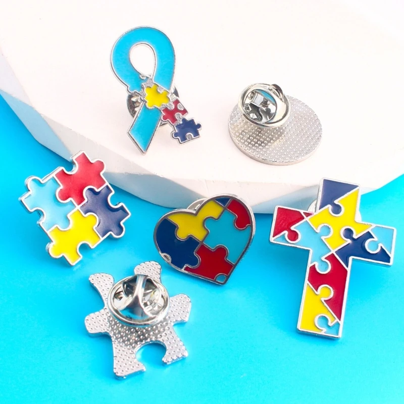 6x/Set Clothes Lapel Pins Autism Awareness Pins Autism Puzzle Enamel Pin Badge Autism Brooch Enamel Lapel Pin For Unisex