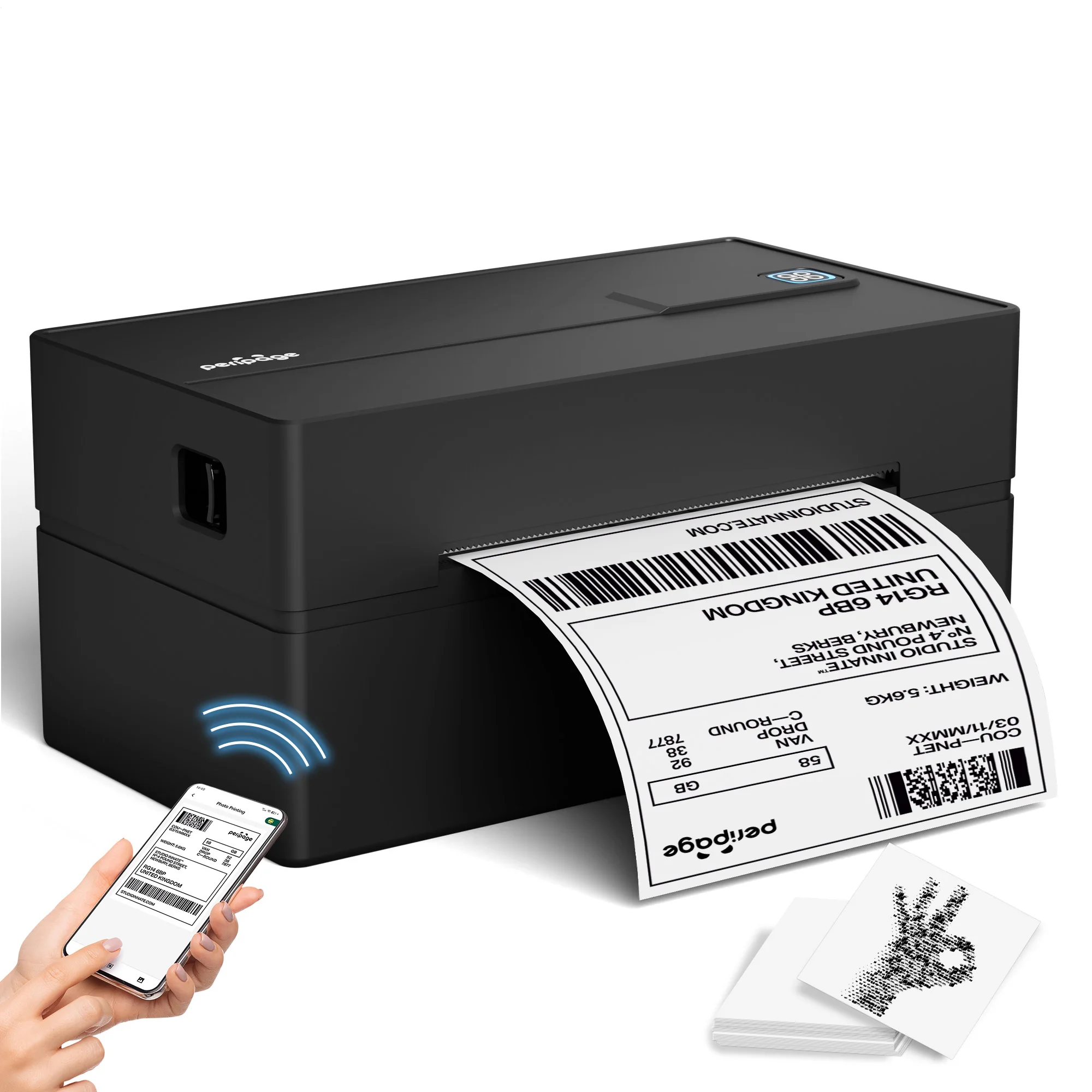 PeriPage Bluetooth-Thermo-Versandetikettendrucker, kabelloser 4x6-Versandetikettendrucker für Versandpakete, unterstützt Windows und Mac
