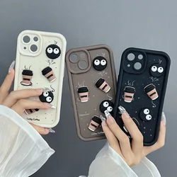 New 3D Cute Coffee Briquettes Phone Case For Samsung Galaxy A16 A06 A35 A55 A25 A15 A54 A34 A24 A14 A05 4G 5G Soft Back Cover
