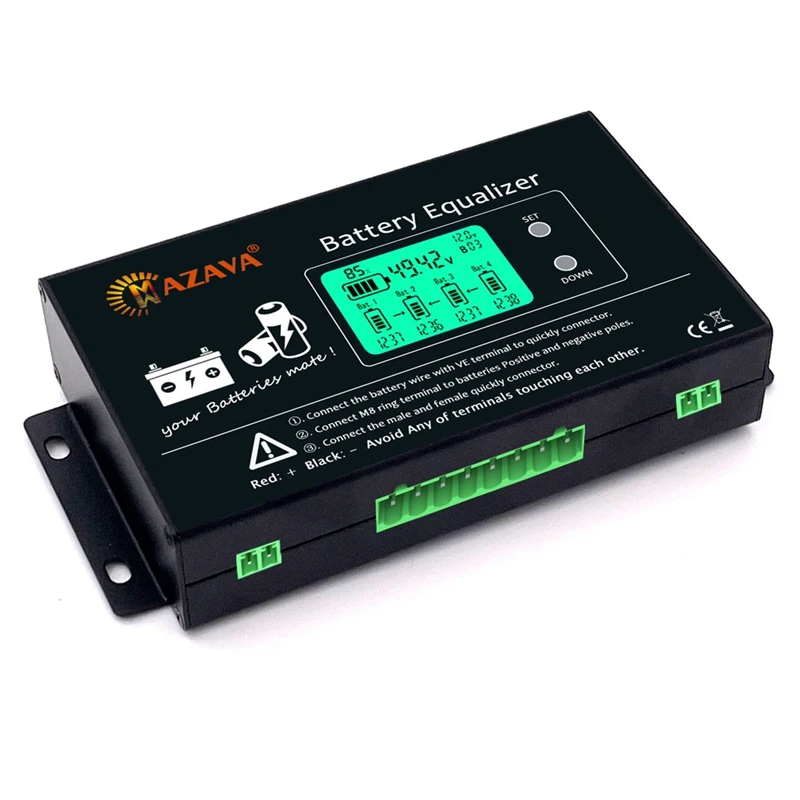 MAZAVA 1 Piece HX02 LCD Display Battery Equalizer Black Plastic Lead Acid Batteries Monitor