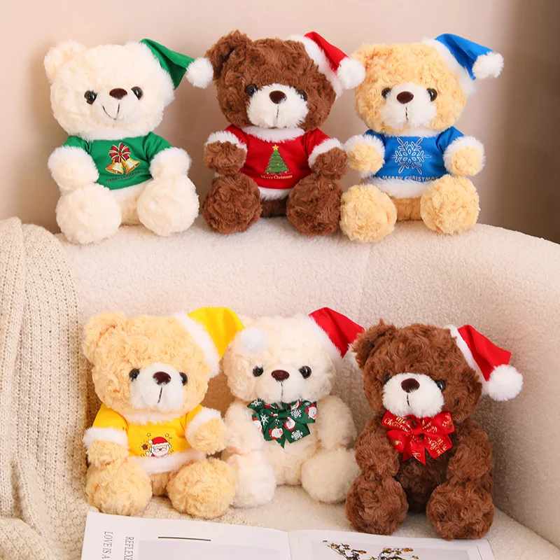 

Cute Simulated Teddy Bear With Christmas Hat Plush Toys Home Decor Soft Creative Birthday Halloween Gift Baby Anime Stuffed Doll