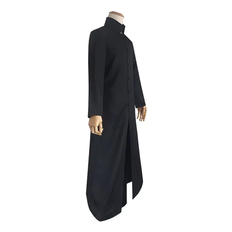 Movie Matrix Neo Cosplay Costume Black Long Trench Coat Pants Glasses For Men Women Halloween Carnival Party Role Play Outfits view 3