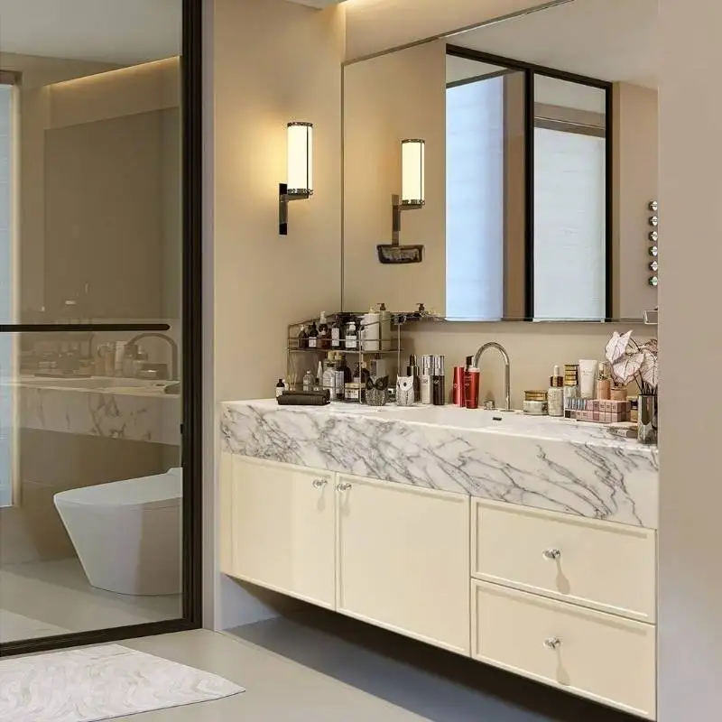 

Luxury Sink Bathroom Cabinet Custom European Narrow Storage Bathroom Cabinet Mirror Smart Meuble Salle De Bain Furniture Home