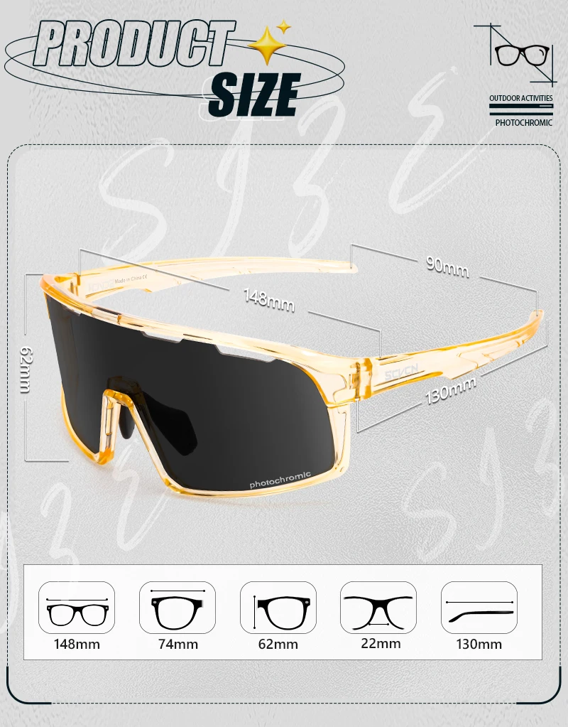 SCVCN Photochrome Sonnenbrille Cycl Männer UV400 Brillen Sport MTB Outdoor Brille Fahrrad UV400 Frauen Radfahren Gläser Sonnenbrille – Detail 5