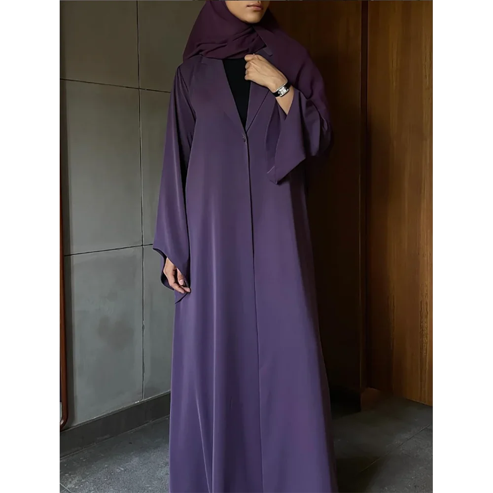 Casual Purple Cloak Single Button Women Long Jacket Slim Female Daily Coat Formal Ankle Length Dress