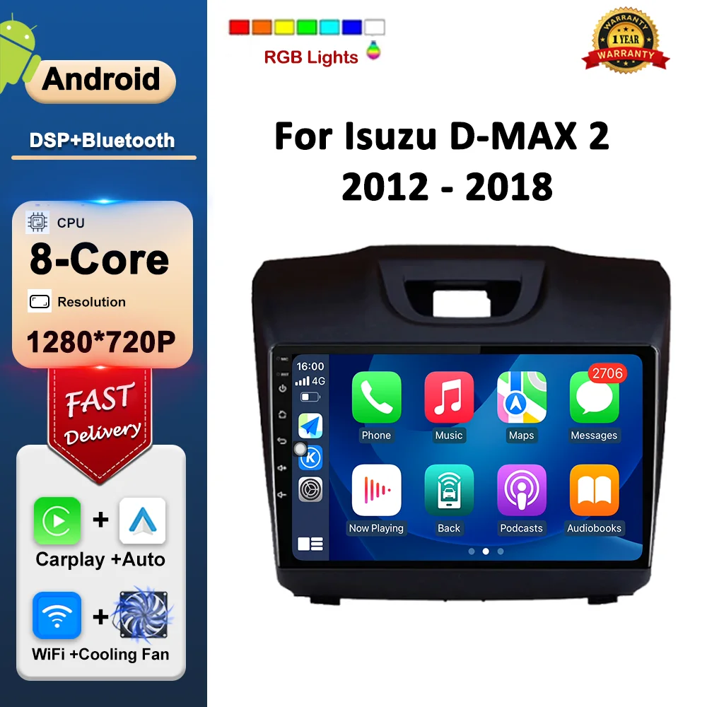 

9 inch for Isuzu D-MAX 2 2012 - 2018 Car Radio Video Mulltimedia Player GPS Navi Android OS Carplay WiFi DSP Stereo Auto Tools