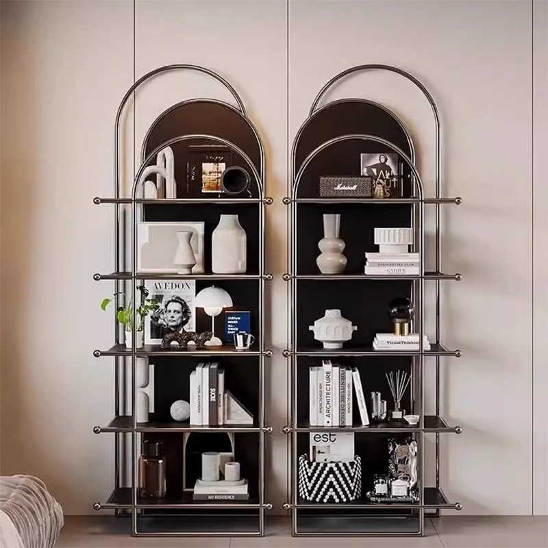 

Bauhaus light luxury bookshelf floor shelf living room wall display shelf medium antique multi-layer decorative storage rack