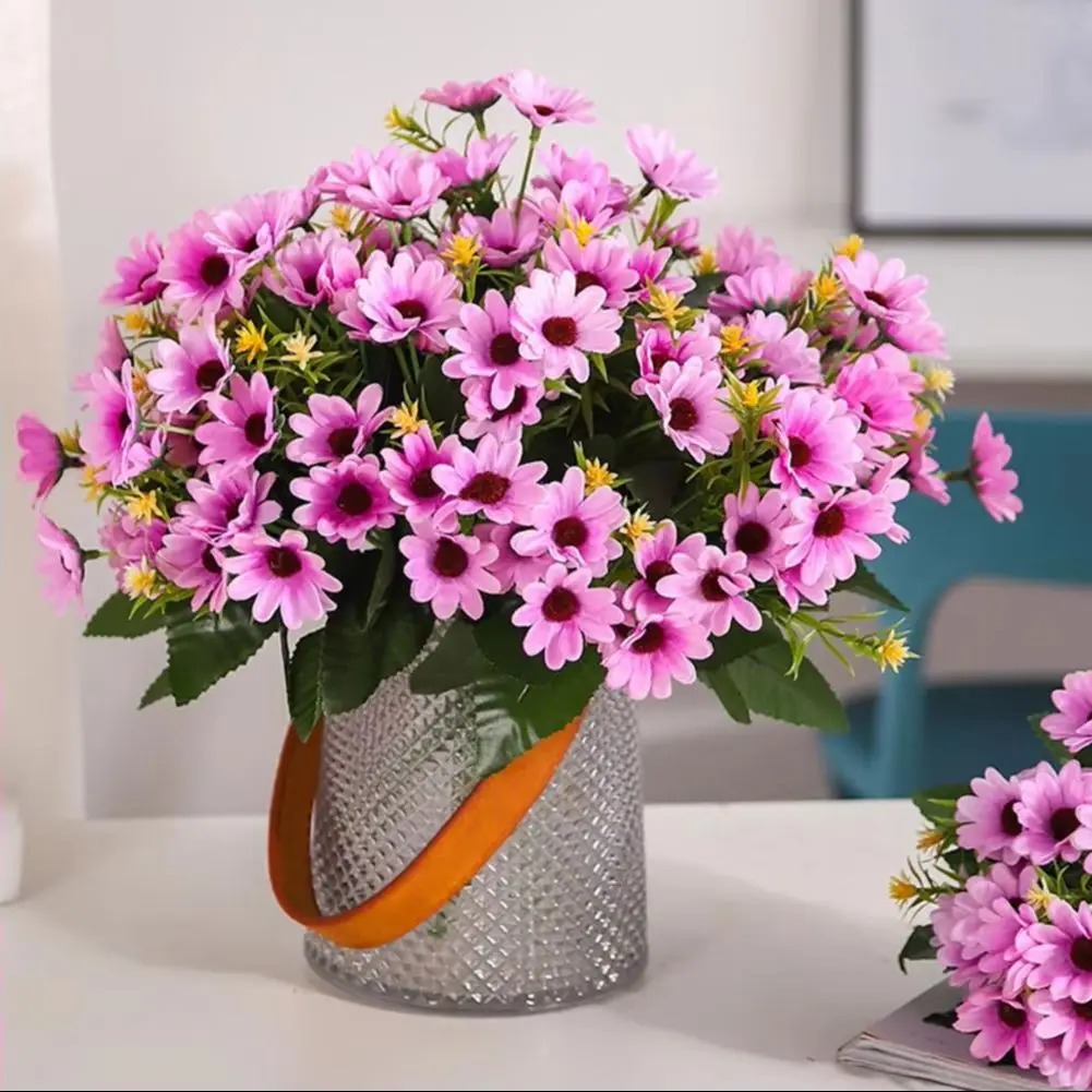 Decorative Faux Silk Flowers Artificial Flower Bouquet Realistic Artificial Rose Decor for Wedding Party Long-lasting Fake