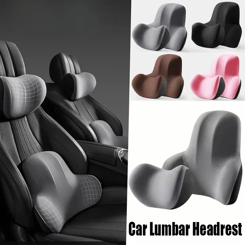 

Car Neck Headrest Pillow Memory Foam Waist Cushion Lumbar Support Backrest Cars Vehicle Supplies Travel Neck Cushion Protection
