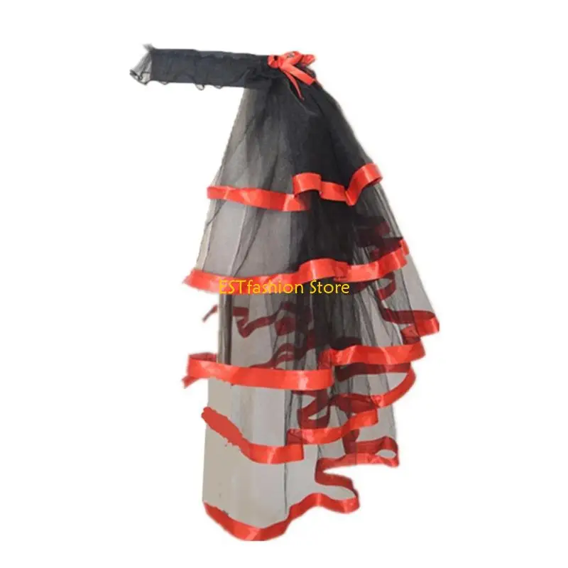 Y5GC Women Layered Tulle Overlay Midi Long Skirt For Stage Performances And Cosplay