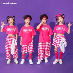 Hip Hop Girls Sweet Crop Top Plaid Skirts Boys T-shirt Street Dance Pants Child Jazz Shorts Outfits Kids Summer Clothes Sets