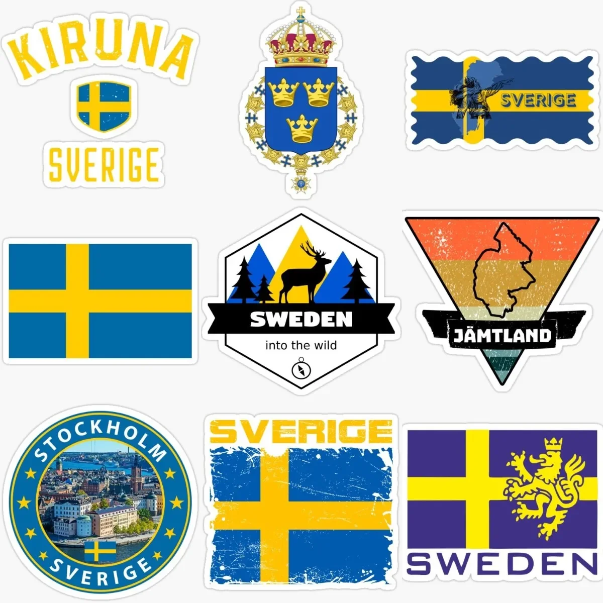 

Sweden Flag Emblem Creative PVC Material Stickers Accessories for Decorate Car Wall Room Bicycle Window Fridge Truck Decad