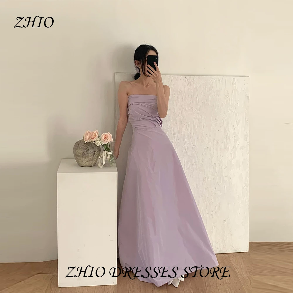 

ZHIO Fashionable Outfit Sweet Strapless Wedding Dress Korean Shot A-Line Fold Engagement Evening Dress Customized
